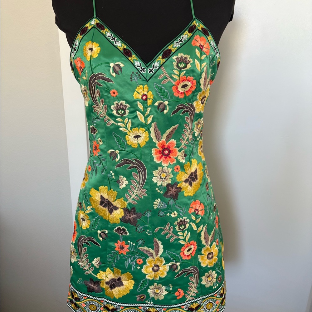 Floral Embroidered Green Dress